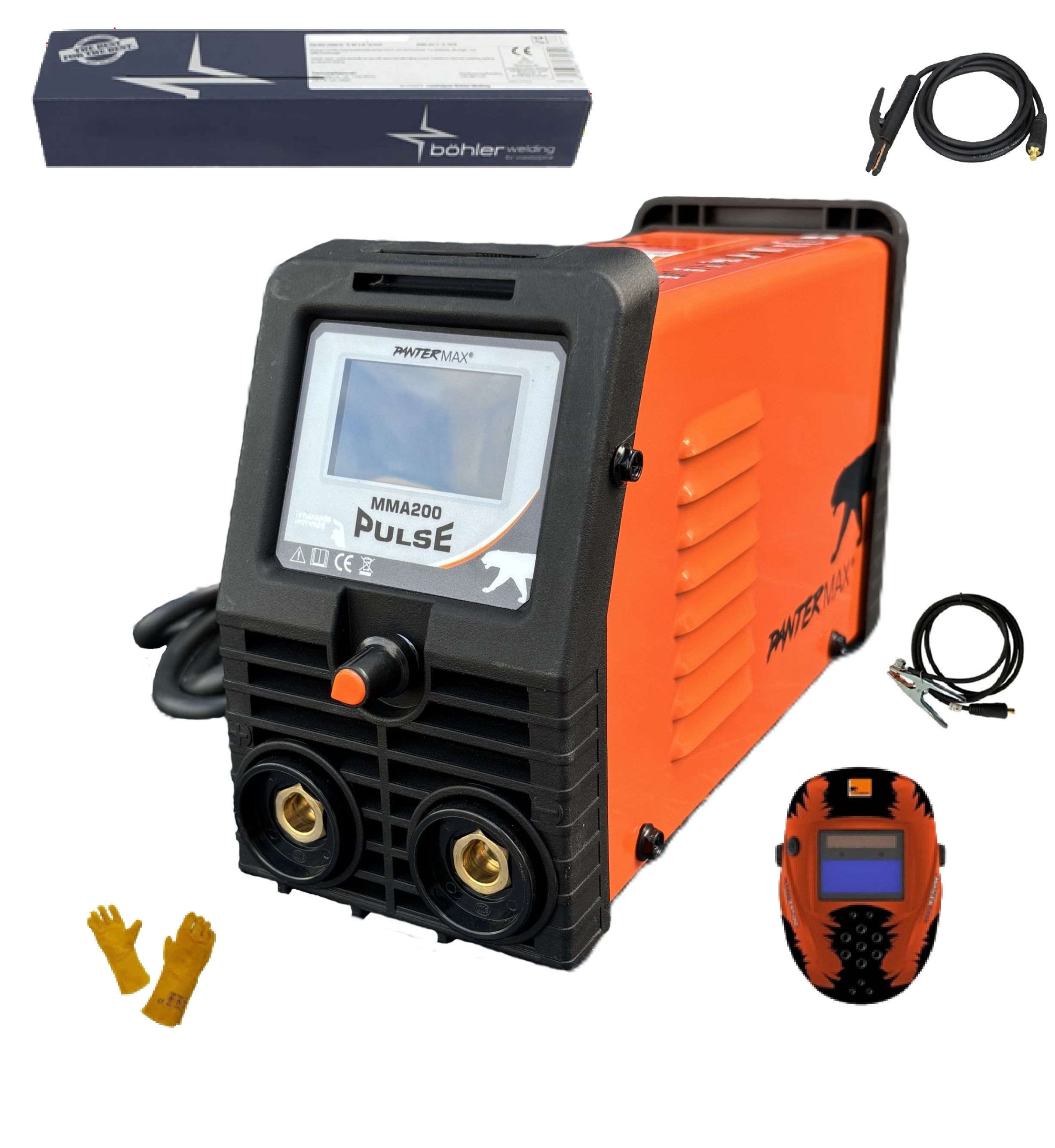 Svářecí invertor PanterMax 200 LCD - SET "zapoj a svařuj"